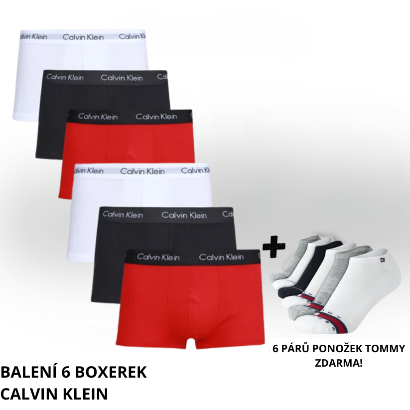 Balíček 6 boxerek CK + 6 párů ponožek Tommy ZDARMA!